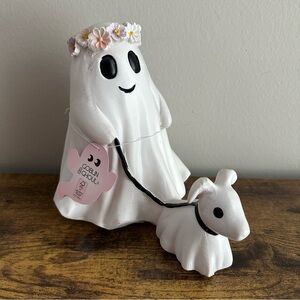 Goblin And Ghoul Ghost Walking Dog Spooky Ghost Dog Flower Crown Halloween Decor
